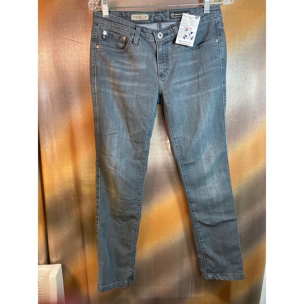 ADRIANO Goldschmied Stretch Skinny Leg‎ Denim Jeans Mid Rise Gray Size 8 b6
